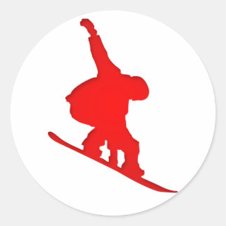 Roter Snowboarder Runder Aufkleber