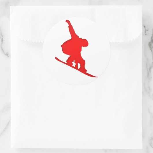 Roter Snowboarder Runder Aufkleber (Tasche)