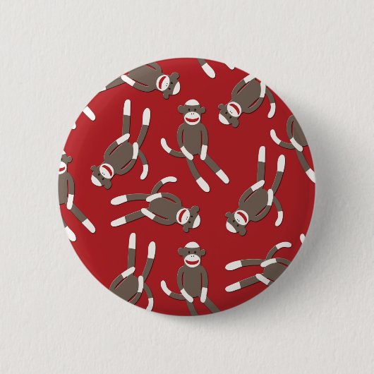 Roter Socken-Affe-Druck Button (Vorderseite)