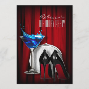 roter-Sohle-Stiletto-Mädchen-Martini-Cocktailparty Einladung