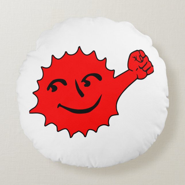 Roter Sonnen-Cheermascot Rundes Kissen (Vorderseite)