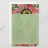 Roter Sonnenblumewatercolor-personalisiertes Briefpapier (Vorne/Hinten)