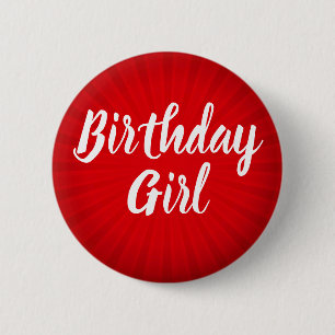 Roter Sonnendurchbruch-Geburtstag Button