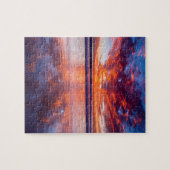 Roter Sonnenuntergang über dem Meer, Kalifornien Puzzle (Horizontal)