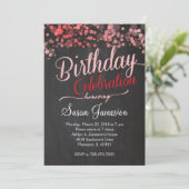 Roter Sparkle Glitzer Rosa Geburtstag Einladung (Stehend Vorderseite)
