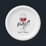 Roter Spaß | Sonderfeier Pappteller<br><div class="desc">Manchmal braucht man nur eine Entschuldigung für das Party.  Dieses Set von Papier Tellern hat alle Elemente für Ihren besondere Anlass oder nicht-Anlass Feier.
Es enthält ein klassisches Rotwein mit den Worten "Party?!" darüber.  Darunter ist ein Ort für Ihre einzigartigen Informationen.</div>