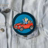 Roter Spielzeug-Auto-Junge u. Hunderunder Knopf Button (Beispiel)