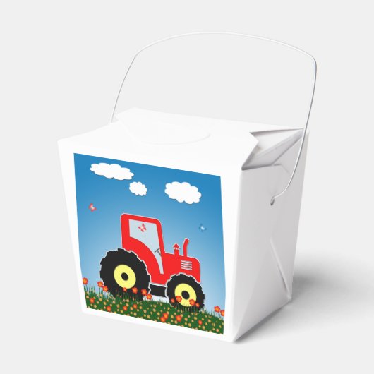 Roter Spielzeugtraktor Geschenkschachtel (Vorderseite)