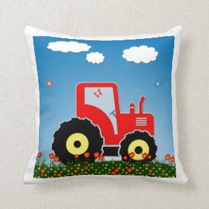 Roter Spielzeugtraktor Kissen