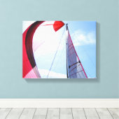 Roter Spinnaker mit Sonne Leinwanddruck (Insitu (Holzboden))
