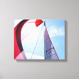 Roter Spinnaker mit Sonne Leinwanddruck