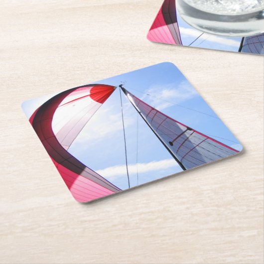 Roter Spinnaker mit Sun Rechteckiger Pappuntersetzer (angewinkelt)