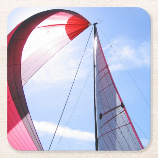 Roter Spinnaker mit Sun Rechteckiger Pappuntersetzer (Vorderseite)