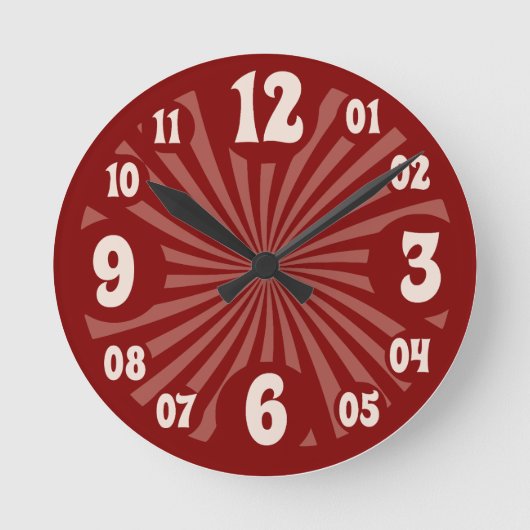 Roter Spiralstil Runde Wanduhr (Vorderseite)