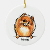 Roter Spitz Name des Tieres Personalisiert Keramik Ornament (Vorne)