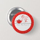 Roter Spitzen-Weihnachtstee Name Button (Vorne & Hinten)