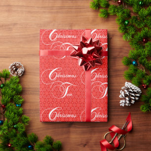 Roter Spitzen-Weihnachtstee-Party Geschenkpapier