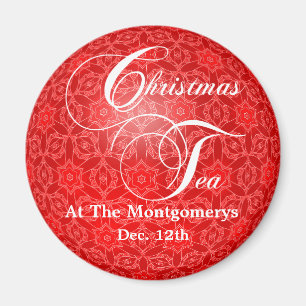 Roter Spitzen-Weihnachtstee-Save-the-Date Magnet