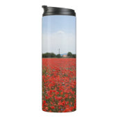 Roter Splash im Mohnfeld-Trommel Thermosbecher (Nach rechts gedreht)