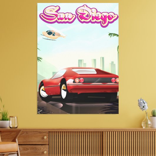 Roter Sportwagen San Diego 1988 Reiseplakat Leinwanddruck (Insitu (Wohnzimmer))
