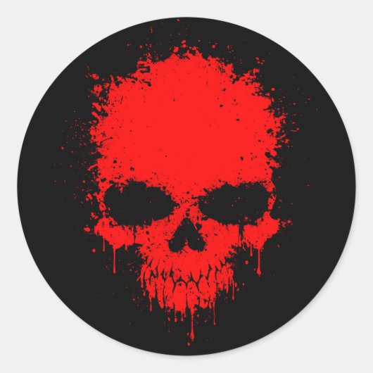 Roter Spritzer Skull Runder Aufkleber (Vorderseite)