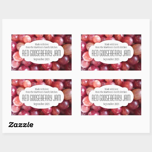 Roter Stachelbeermarmelade oder Aufkleber auf dem (Blatt)