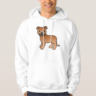 Roter Staffordshire Bull Terrier Cartoon Hund Hoodie