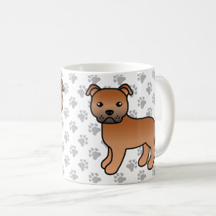 Roter Staffordshire Bull Terrier Süßer Cartoon-Hun Kaffeetasse