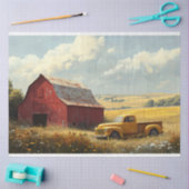 Roter Stall Antiker Gelber LKW-Dekoupage Seidenpapier (Basteln)