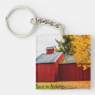 Roter Stall auf dem Herbst Acryl-Schlüsselanhänger Schlüsselanhänger