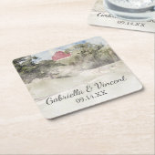 Roter Stall auf der Hillside Country Farm Wedding Rechteckiger Pappuntersetzer (angewinkelt)