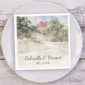 Roter Stall auf der Hillside Country Farm Wedding Serviette