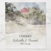 Roter Stall auf der Hillside Country Farm Wedding Weinetikett (Einzelnes Label)