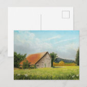 Roter Stall auf der Wiese Postkarte (Vorne/Hinten)