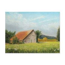 Roter Stall auf der Wiese