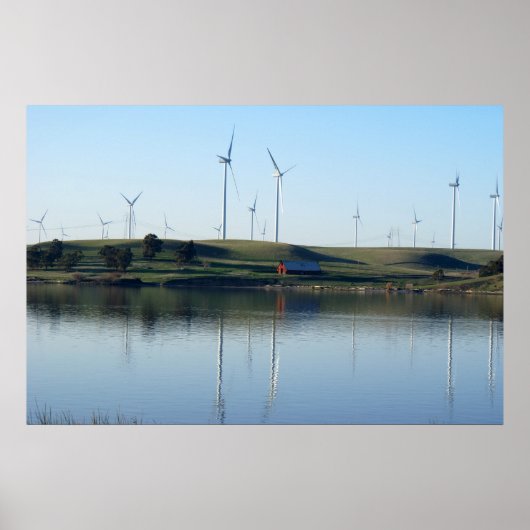 Roter Stall auf einer Windfarm Poster (Vorne)