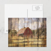 Roter Stall aus zerrüttetem Holz Rustikaler Wester Postkarte (Vorne/Hinten)