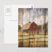 Roter Stall aus zerrüttetem Holz Rustikaler Wester Postkarte (Vorne/Hinten)