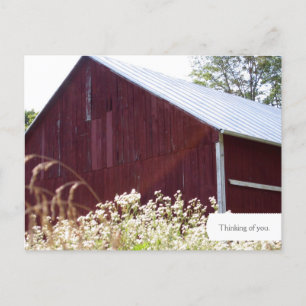 Roter Stall-Bauernhof Postkarte