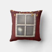 Roter Stall Fenster & Lights Rustikales Landhaus Kissen (Rückseite)