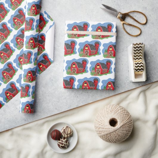 Roter Stall Geschenkpapier (Kunsthandwerk)