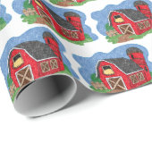 Roter Stall Geschenkpapier (Rolleneckpunkt)
