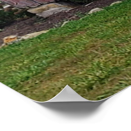 Roter Stall, gestört, Landleben Poster (Ecke)