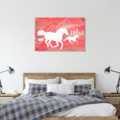 Roter Stall Holz Galloping Pferde Silhouette Leinwanddruck (Insitu (Schlafzimmer))