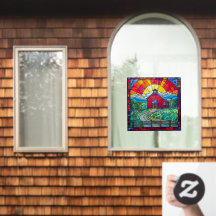 Roter Stall im Betrieb bei Sonnenuntergang Imitate