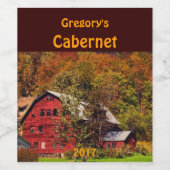 Roter Stall im Herbst Weinetikett (Einzelnes Label)