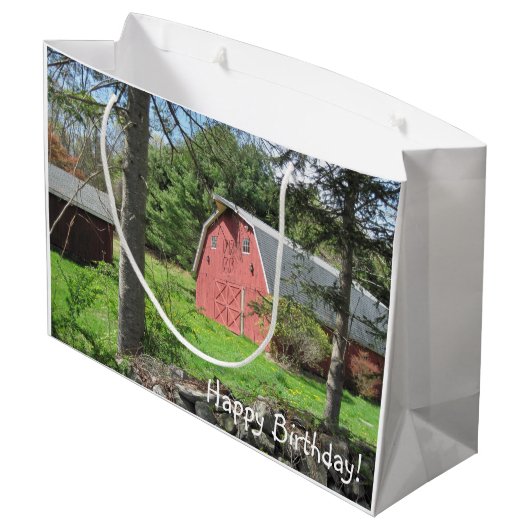 Roter Stall im Land Große Geschenktüte (Rückseite Schrägansicht)