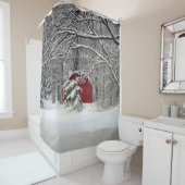 Roter Stall im Schnee (2011) Duschvorhang (Beispiel)