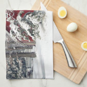 Roter Stall im Schnee 2011 Geschirrtuch (Viertel Falte)