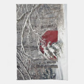 Roter Stall im Schnee 2011 Geschirrtuch (Vertikal)